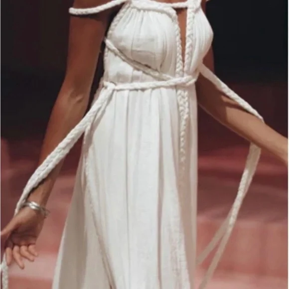 Aya Sacred Wear Off-White Simple Organic Cotton Boho Wedding Maxi Dress XS-L - Picture 3 of 13